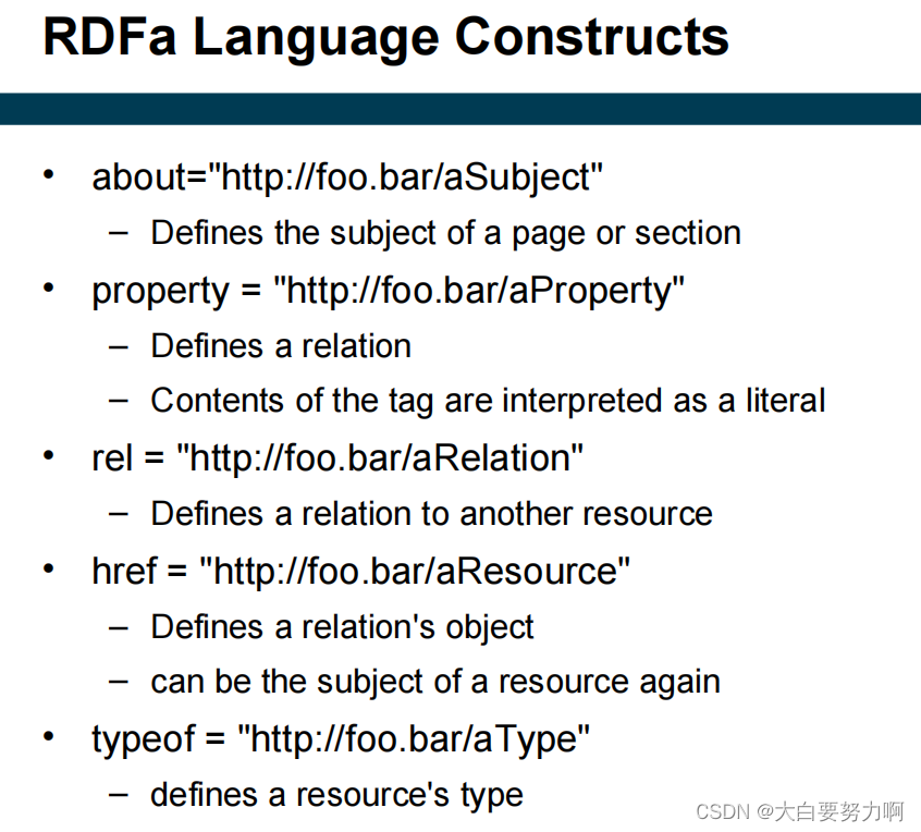 RDFa Language Constructs