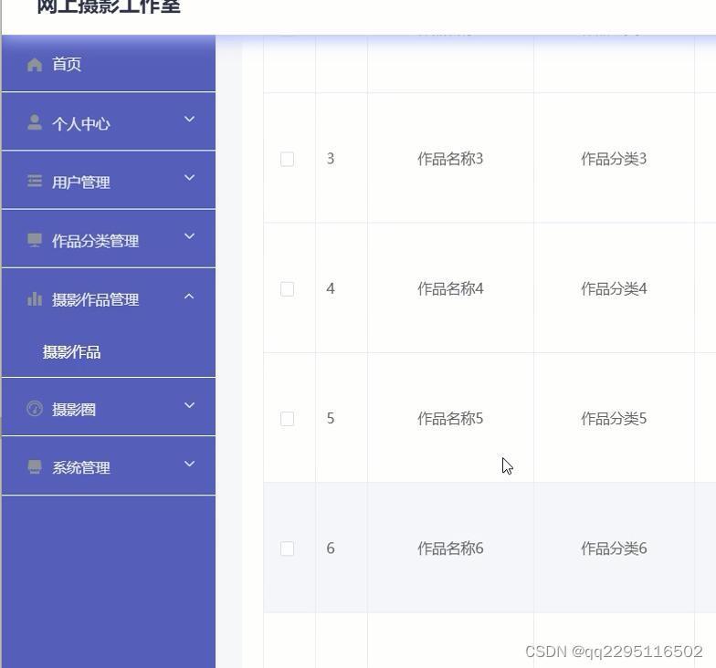 nodejs+vue+ElementUi摄影作品图片分享工作室管理系统