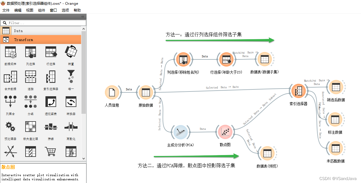 Orange3数据预处理(索引选择器组件)