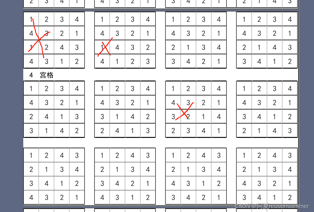 【教学类-43-13】 20240103 （4宫格数独：错误版：768套） 不重复的基础模板数量：768套