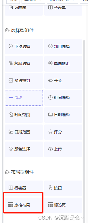 Vue 若依框架 form-generator添加表格组件和动态表单组件