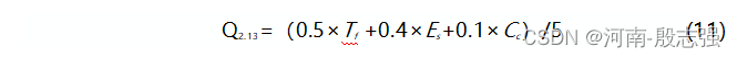 Q2.13=（0.5×Tf +0.4×Es+0.1×Cc）/5	(11)