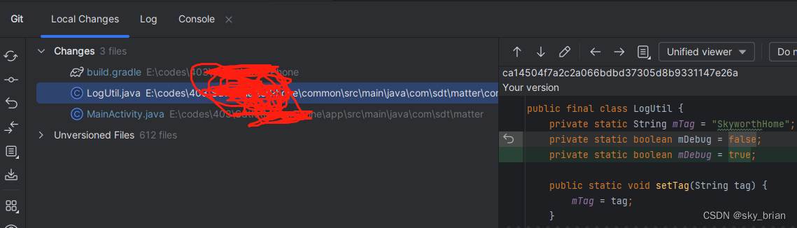 Android Studio 打开Local Changes界面