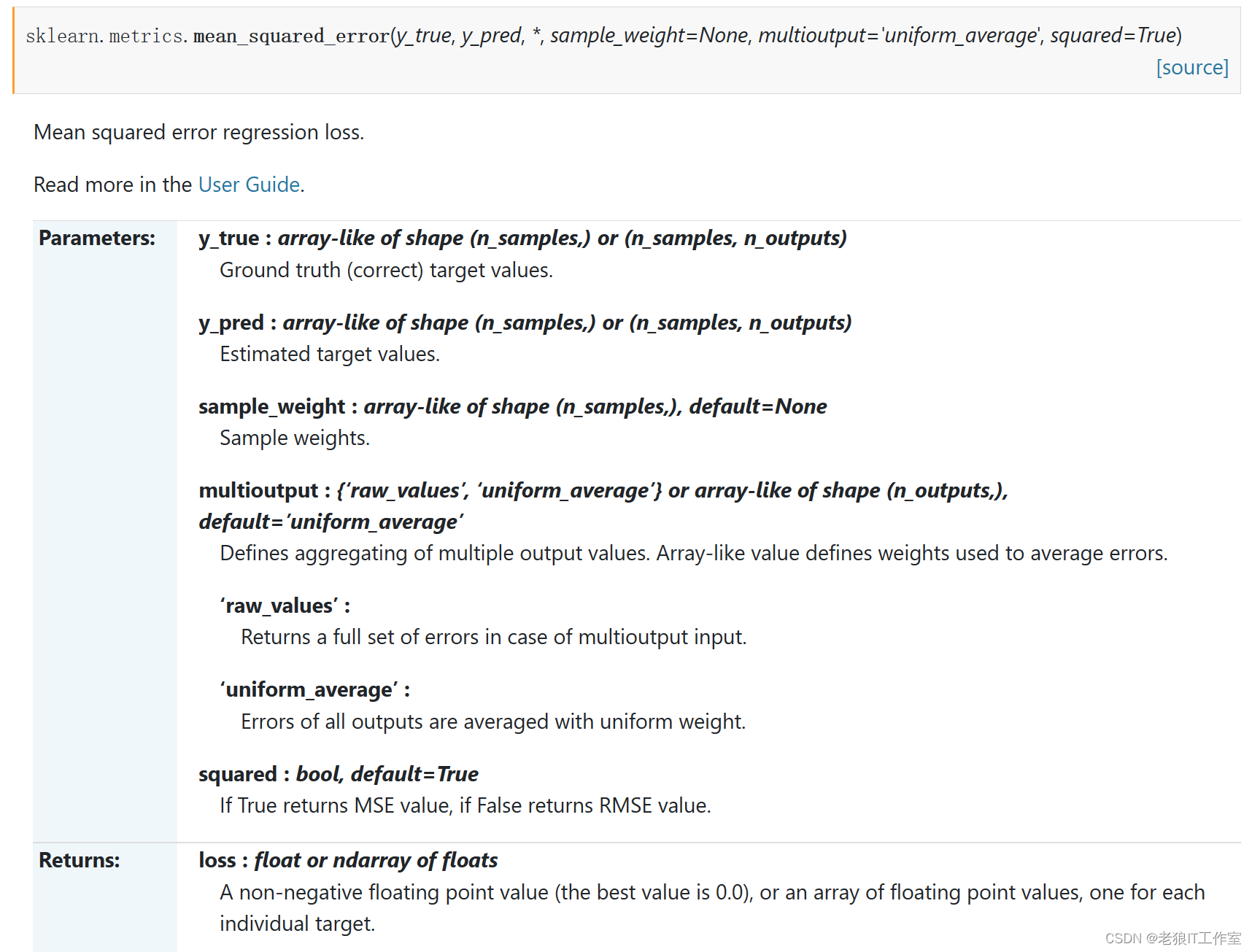 [Python] scikit-learn之mean_squared_error函数(Mean Squared Error(MSE))介绍和使用案例