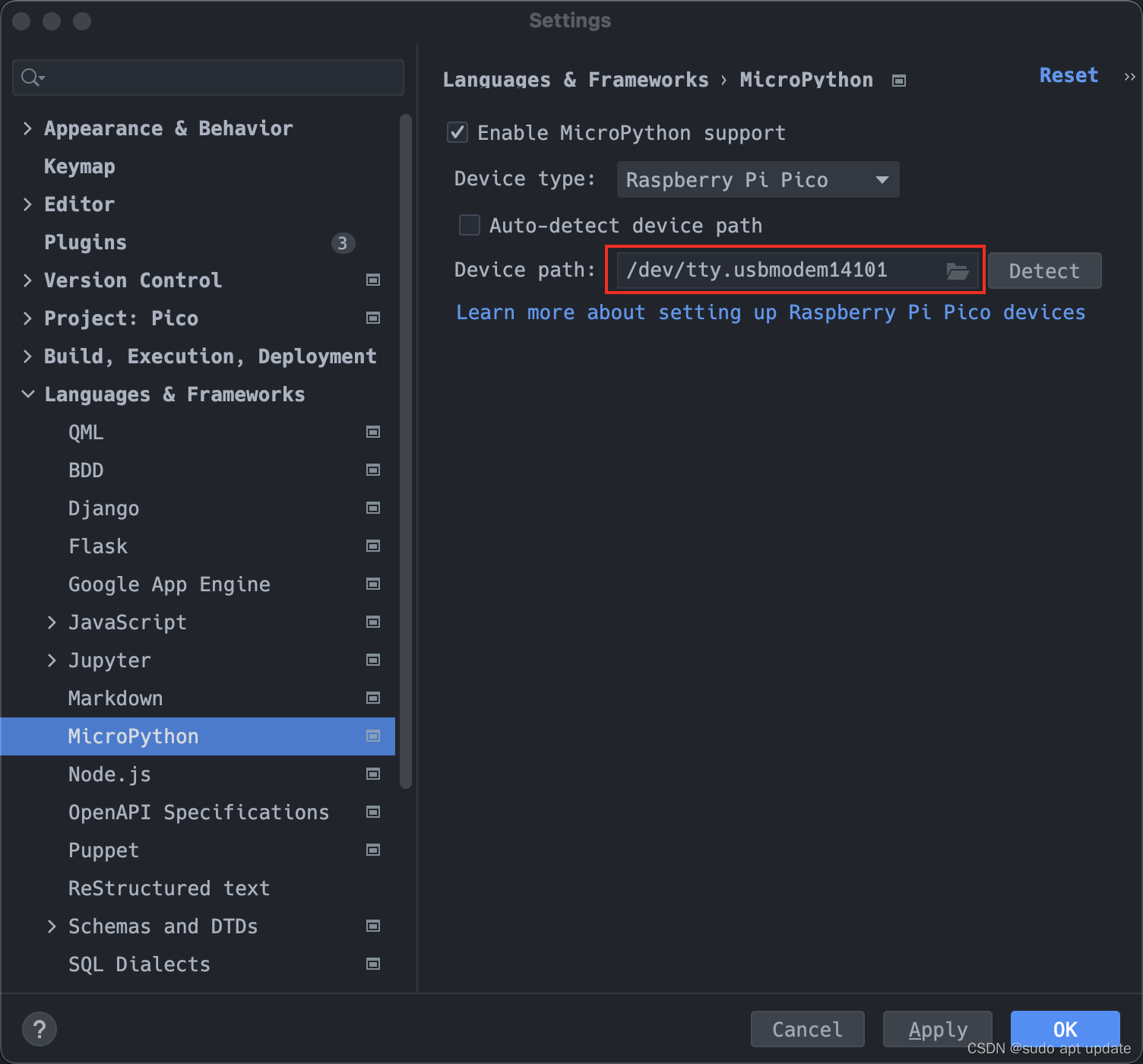 在mac(PyCharm)上搭建树莓派pico Python(micropython)编译环境