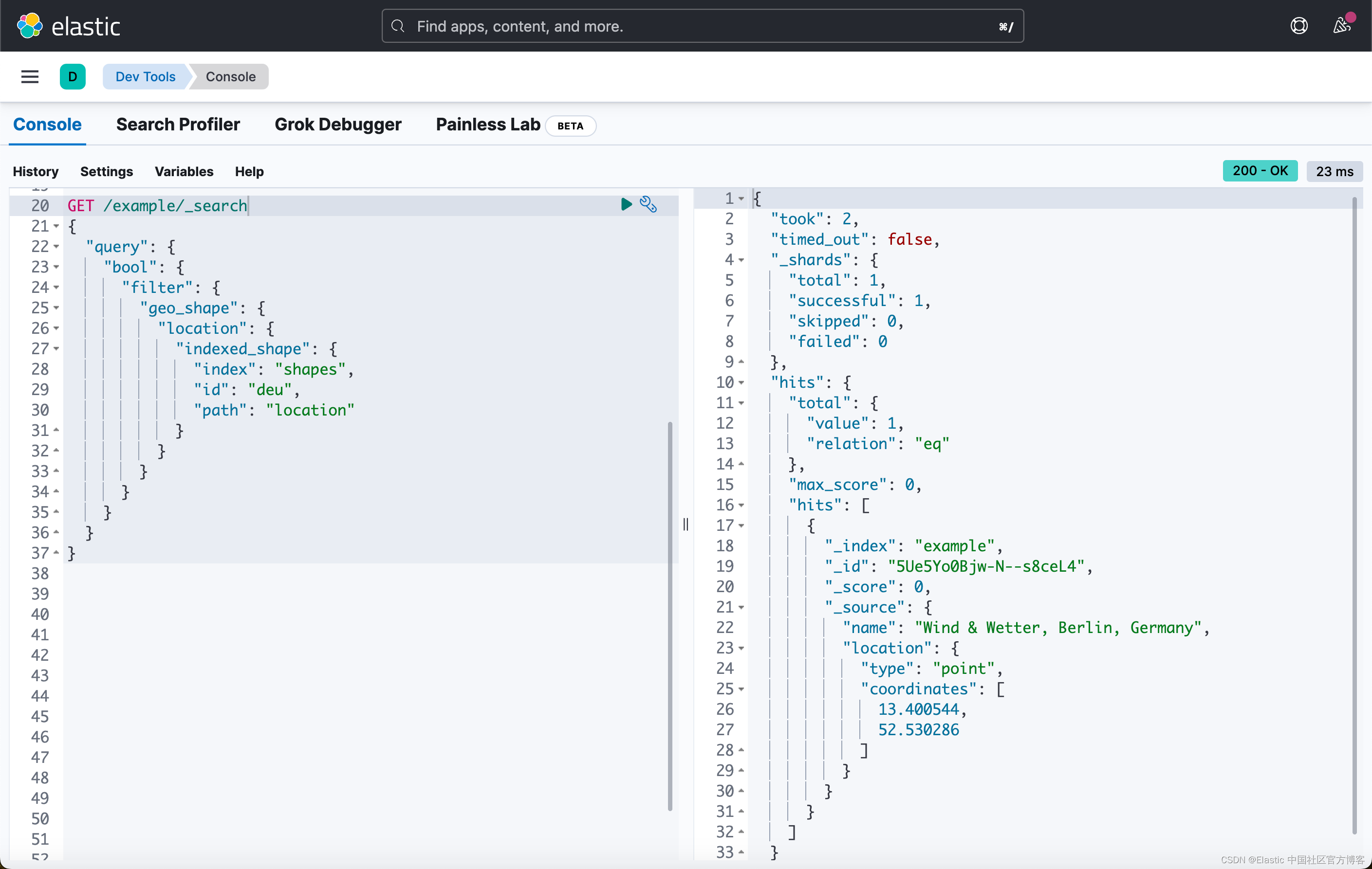 Elasticsearch：Geoshape query