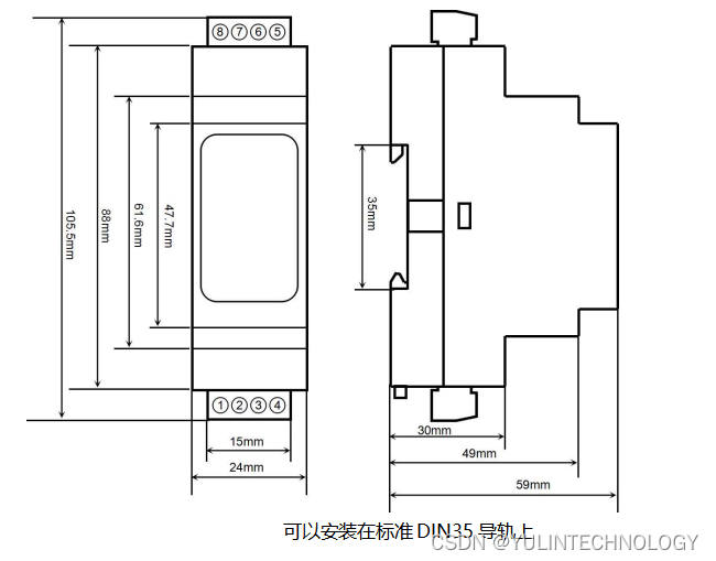 编码器AB信号输入脉冲信号测量2路DI高速计数器PNP/NPN转RS-485数据采集模块 YL150-485