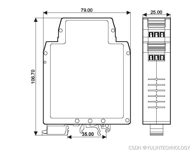 模拟信号隔离放大器导轨式直流信号转换器0-5V0-10V4-20mA0-75mV0-20mA负载能力0-85mA/0-165mA /0-200mA