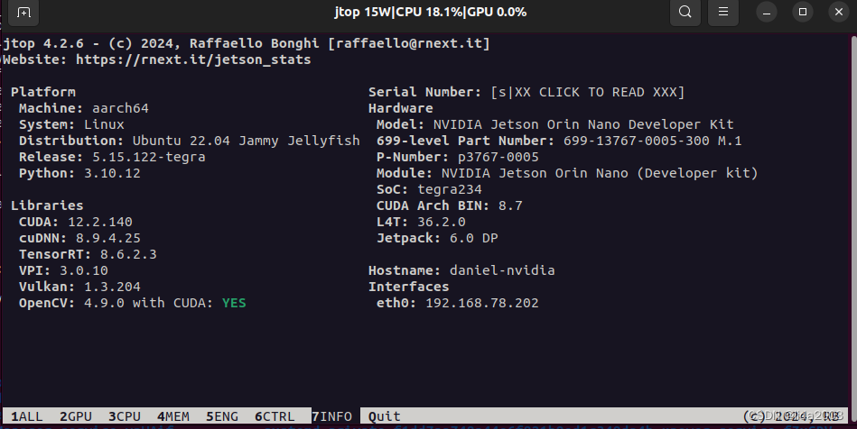 ubuntu22.04@Jetson Orin Nano之OpenCV安装