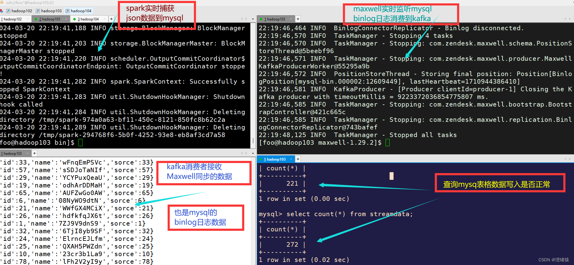 Maxwell监听mysql的binlog日志变化写入kafka消费者