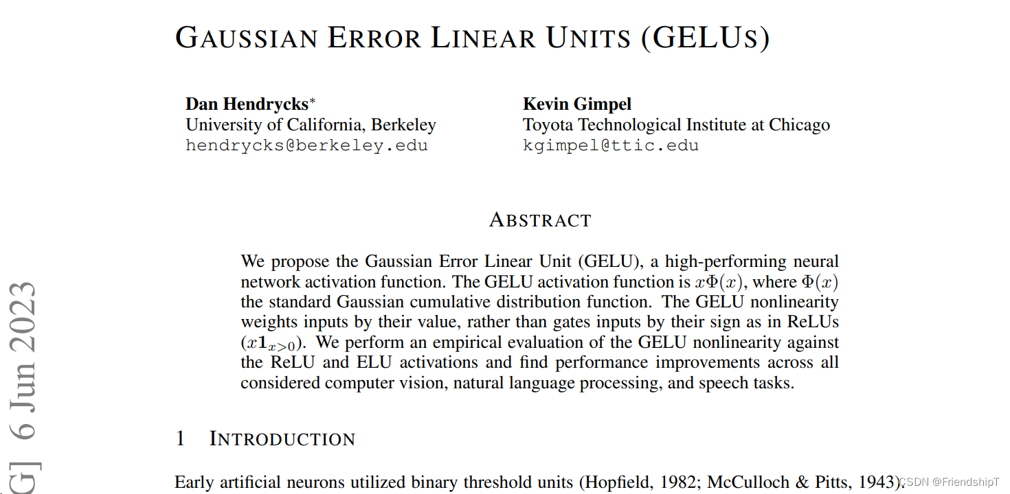 <span style='color:red;'>激活</span><span style='color:red;'>函数</span>：<span style='color:red;'>GELU</span>（Gaussian Error Linear Units）