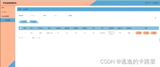 图5-9综合成绩管理界面图