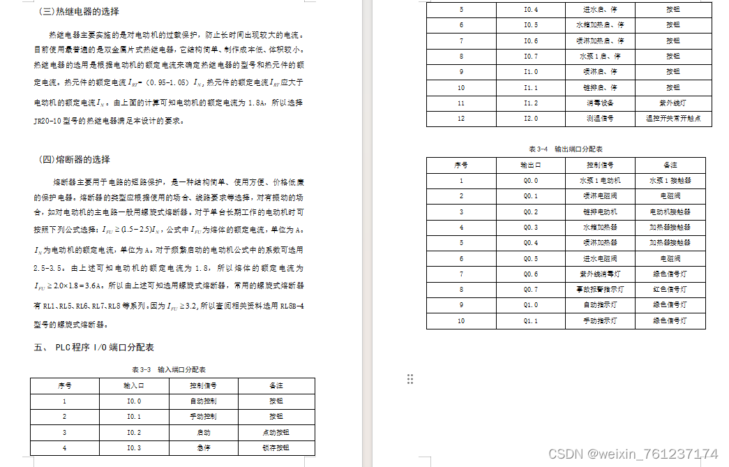 PLC程序I/O端口分配表