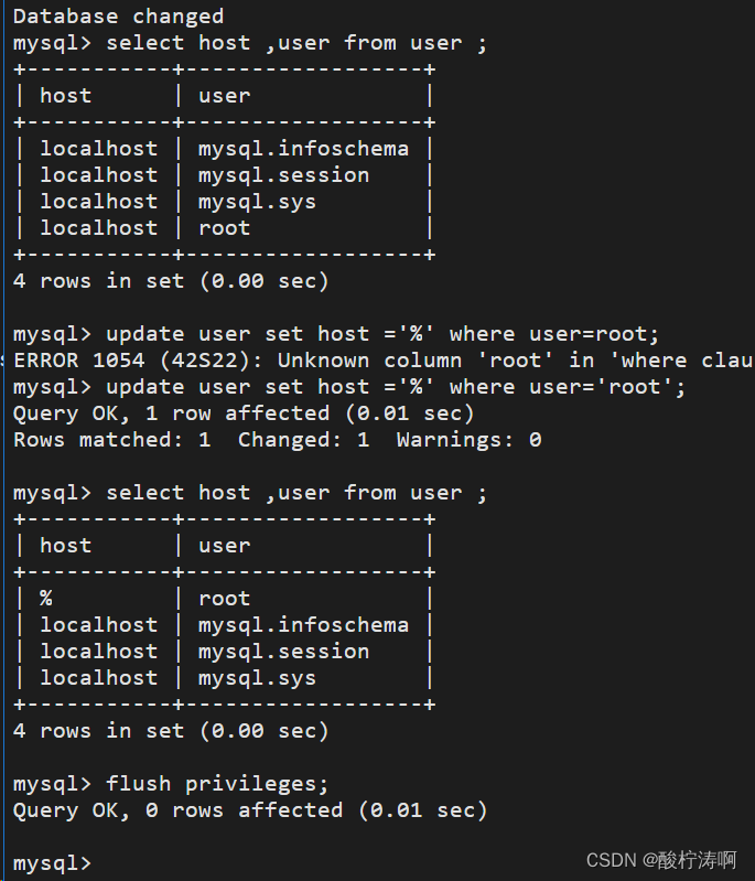 mysql 远程不允许连接 1130 -Host ‘‘ is not allowed to connect to this MySQL server