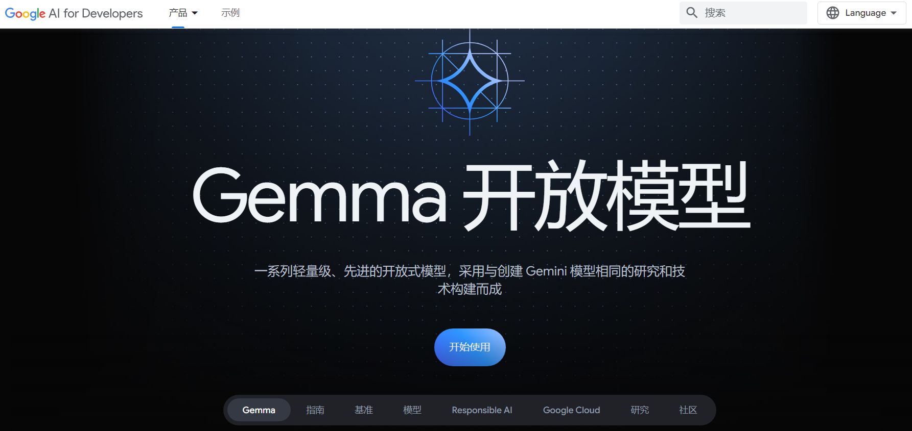 谷歌最新开源大模型 Gemma，采用与创建 Gemini 模型相同的研究和技术，专为负责任的人工智能开发而设计。