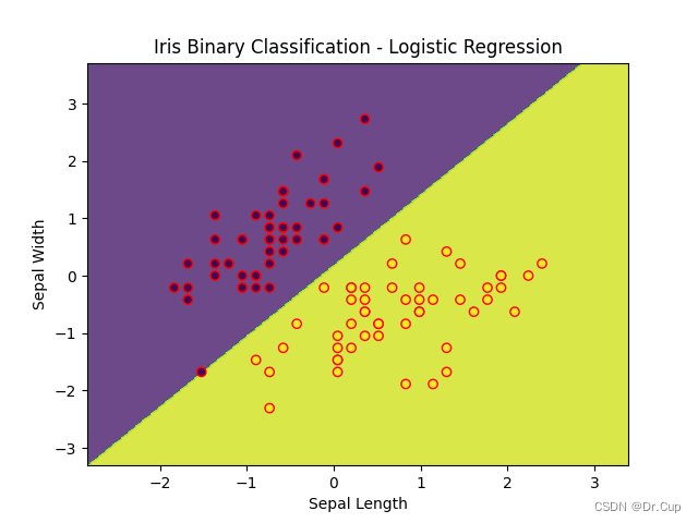 Iris 逻辑回归二分类实验