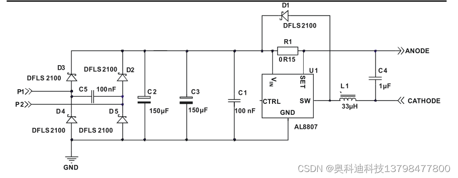 AL8807是一款降压型DC/DC转换器，旨在以恒定电流驱动LED，可串联驱动多达9个LED，从6V至36V的电压源