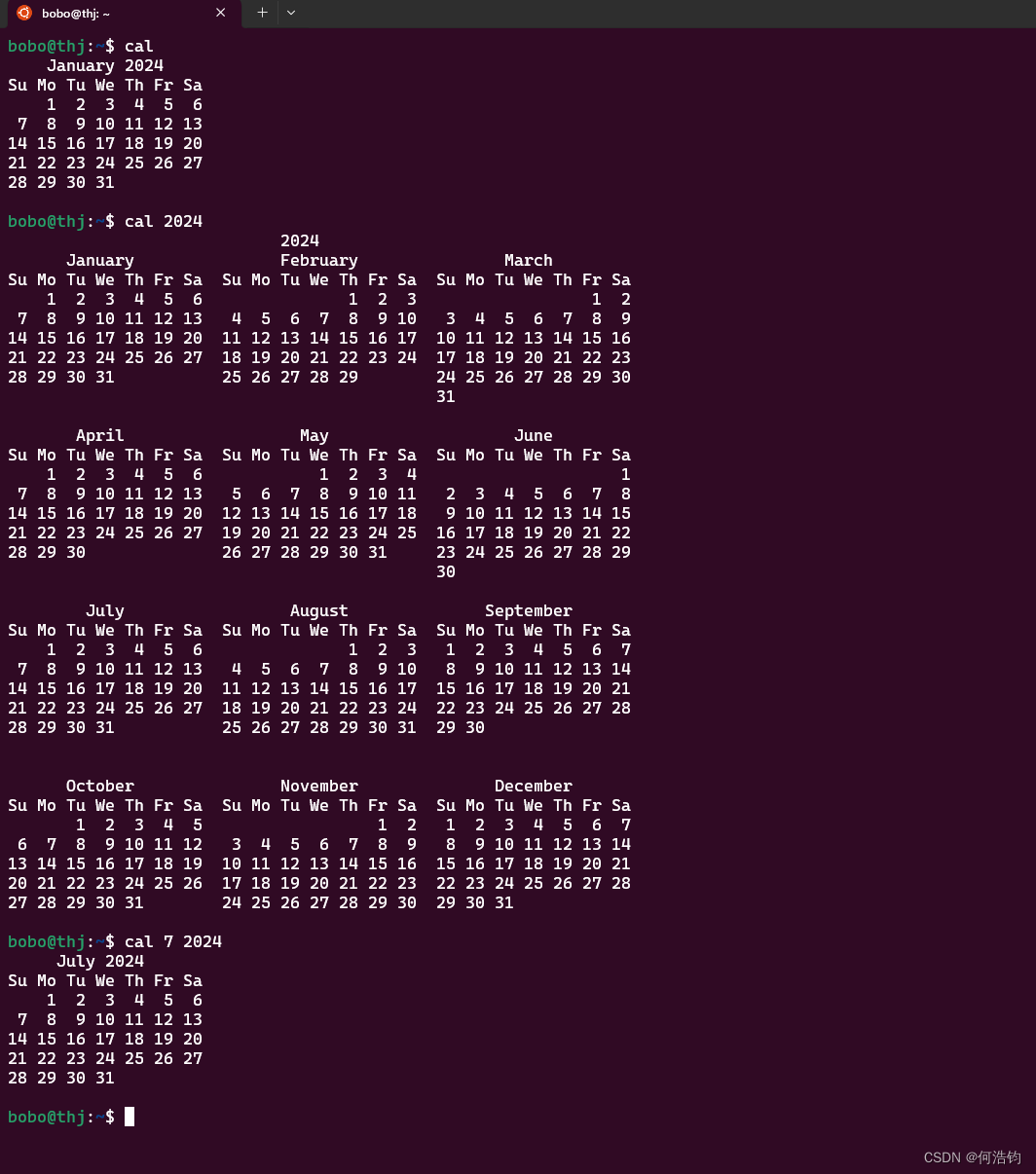 24.1.25Linux shell之cal、ncal、printf