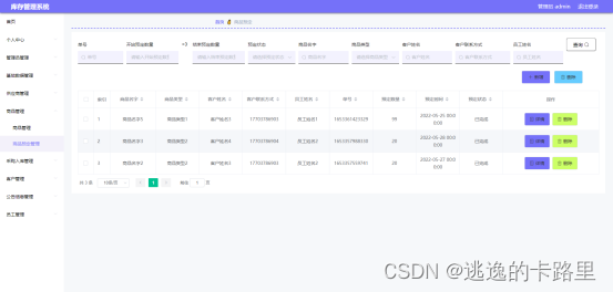 图5.4 商品预定管理界面