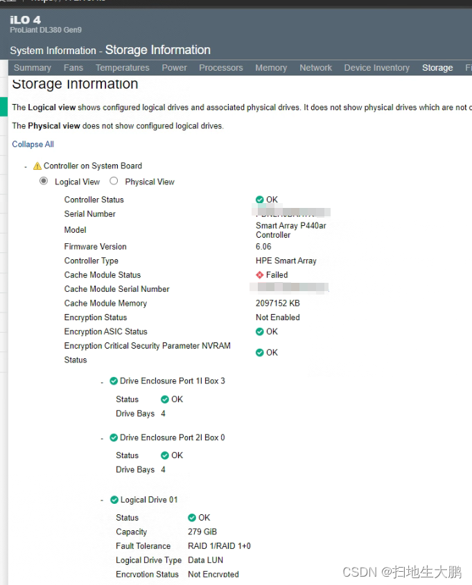 惠普GEN910服务器Cache moudle Status failed_cache module statusCSDN博客