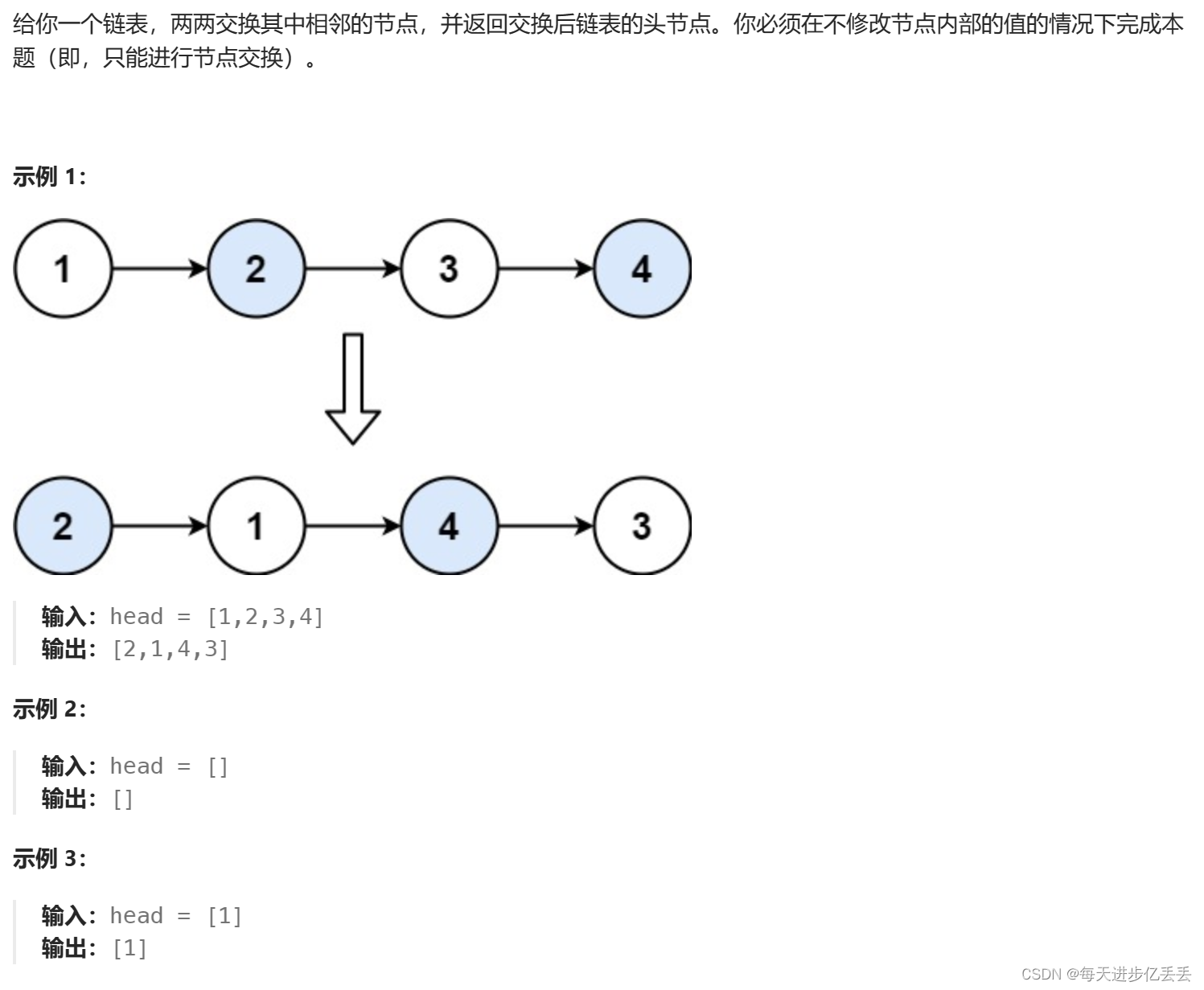 【Leetcode每日一题】 递归 - 两两交换链表中的节点（难度⭐）（38）