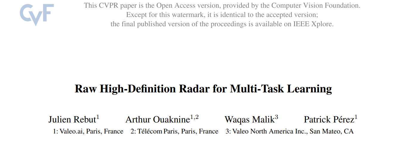 4D毫米波雷达——FFT-RadNet 目标检测与可行驶区域分割 CVPR2022