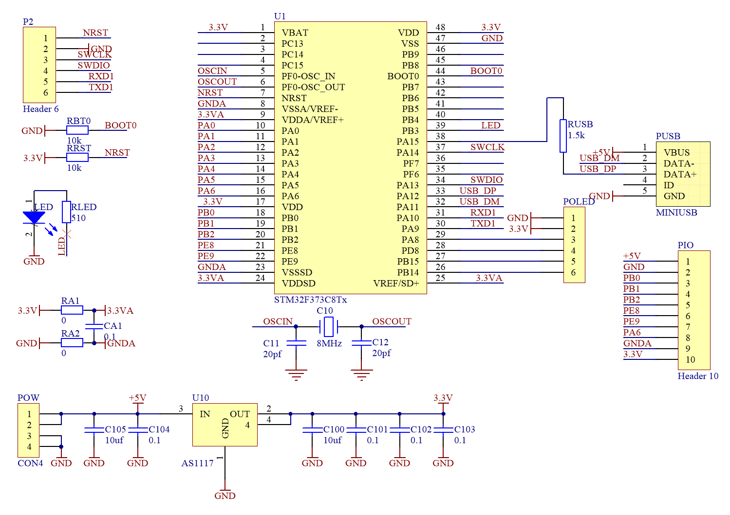 测试stm32f373中的16bit的adc