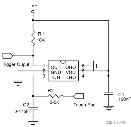 SOT23-6封装单键触摸感应触发芯片TC233A