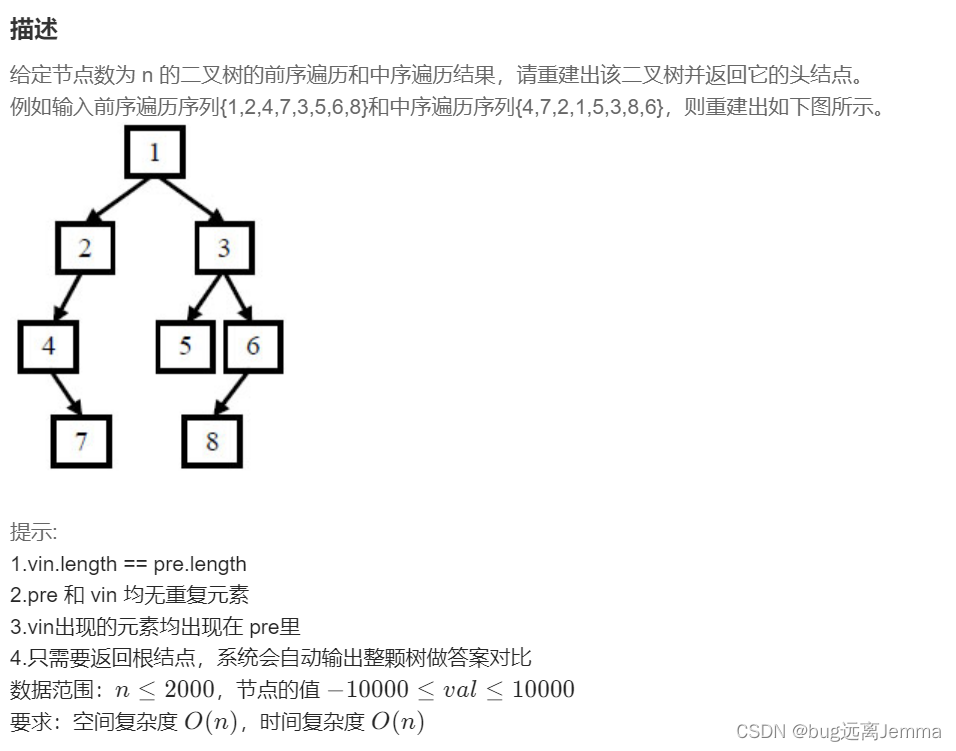 【<span style='color:red;'>剑</span><span style='color:red;'>指</span><span style='color:red;'>offr</span>--C/C++】JZ7 <span style='color:red;'>重建</span><span style='color:red;'>二</span><span style='color:red;'>叉</span><span style='color:red;'>树</span>