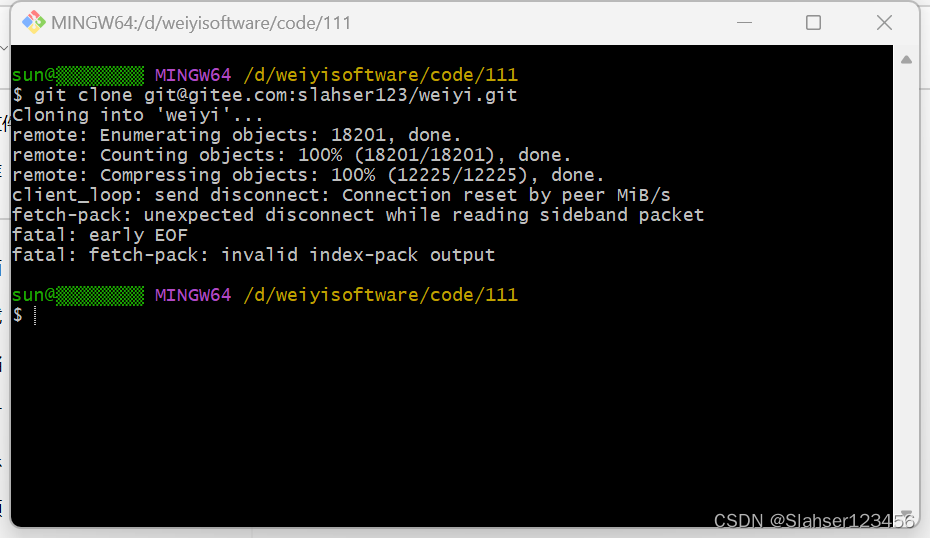 【解决】：git clone项目报错fatal: fetch-pack: invalid index-pack output