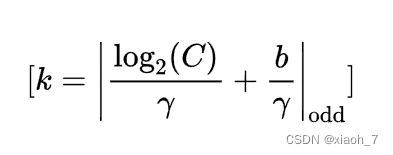 k = \left| \frac{\log_2(C)}{\gamma} + \frac{b}{\gamma} \right|_{\text{odd}}