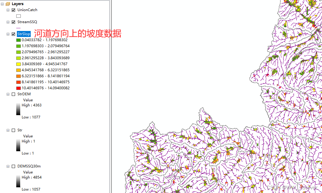 【ArcGIS】利用高程进行坡度分析：区域面/河道坡度