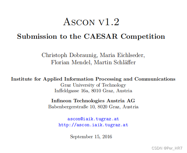 Ascon加解密算法分析