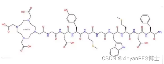 DOTA-<span style='color:red;'>Gly</span>-<span style='color:red;'>Asp</span>-<span style='color:red;'>Tyr</span>-Met-<span style='color:red;'>Gly</span>-Trp-Met-<span style='color:red;'>Asp</span>-Phe-NH2，1306310-00-8，是一种重要的多肽化合物