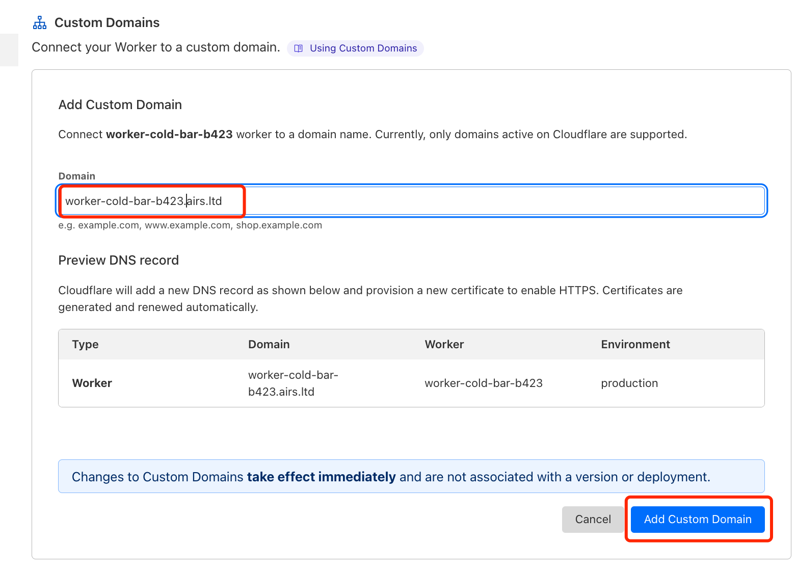 图7  修改 worker 的自定义域名 - 3