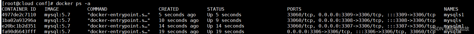 Docker<span style='color:red;'>搭</span><span style='color:red;'>建</span>Mysql5.7<span style='color:red;'>双</span><span style='color:red;'>主</span><span style='color:red;'>双</span><span style='color:red;'>从</span>集群步骤