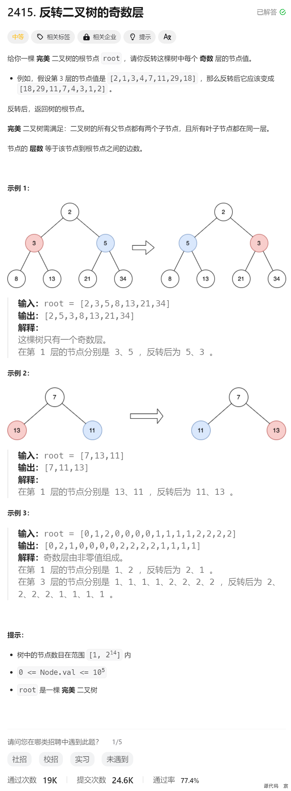 Leetcode—2415.反转二叉树的奇数层【中等】