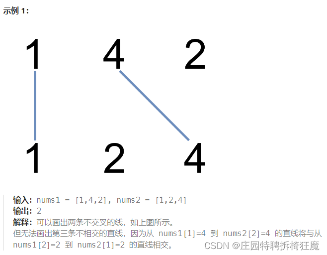 Leetcode 1035 不<span style='color:red;'>相</span><span style='color:red;'>交</span><span style='color:red;'>的</span>线