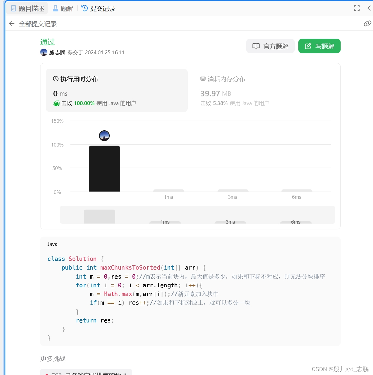 java数据结构与算法刷题-----LeetCode769. 最多能完成排序的块