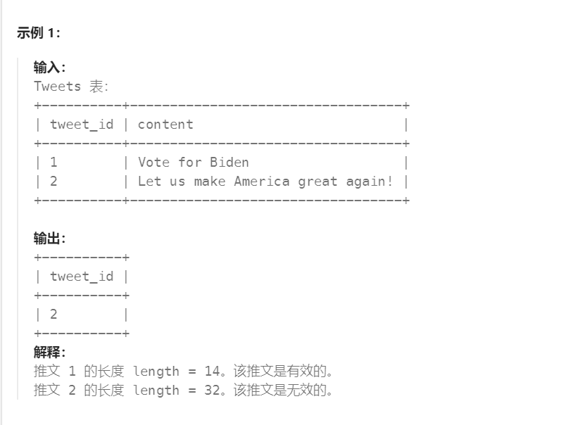 5 - 无效的推文（高频 SQL 50 题基础版)