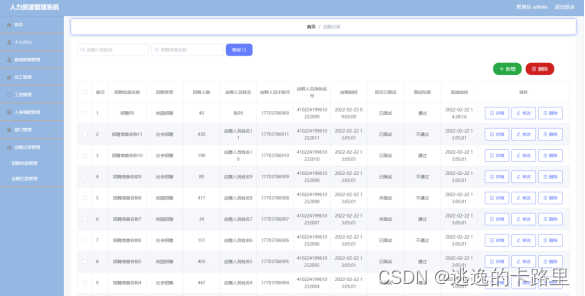 图5.3应聘记录管理界面