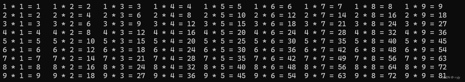 C语言九九乘法表打印最全!