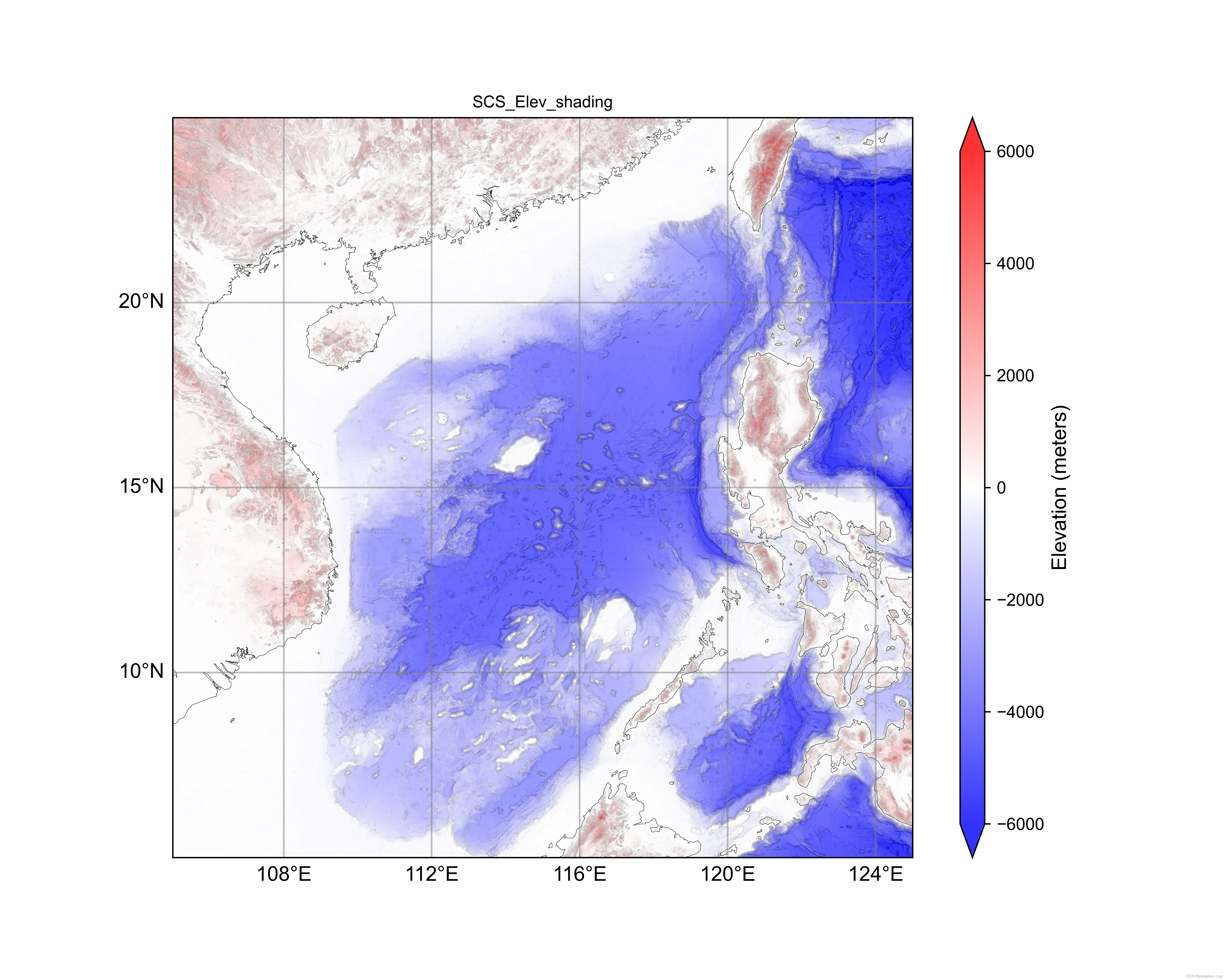 python下绘制地形晕染（shading）图