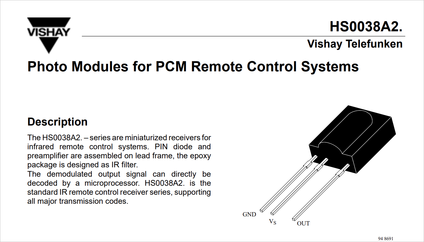 原装进口 HS0038 接收头万能空调信号接收头通用红外接收器_hs0038数据手册CSDN博客