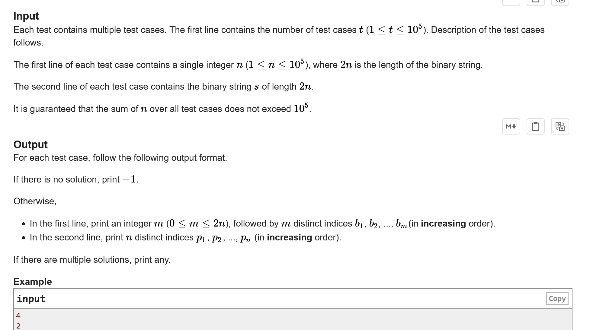 Codeforces Round 825 D. Equal Binary Subsequences 【思维】