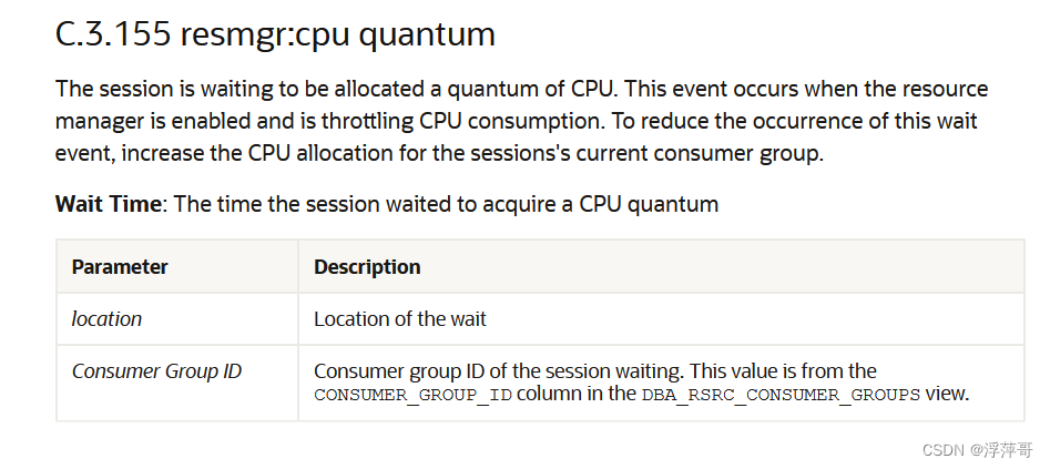 ORACLE 资源管理参数与等待事件resmgr:cpu quantum