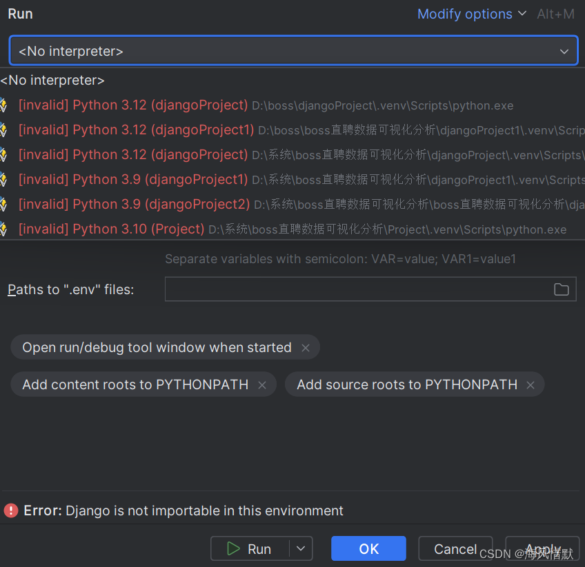 pycharm里面的python解释器识别不了，出现environment location directory is not empty错误