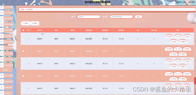 图5-14宿舍信息管理界面图