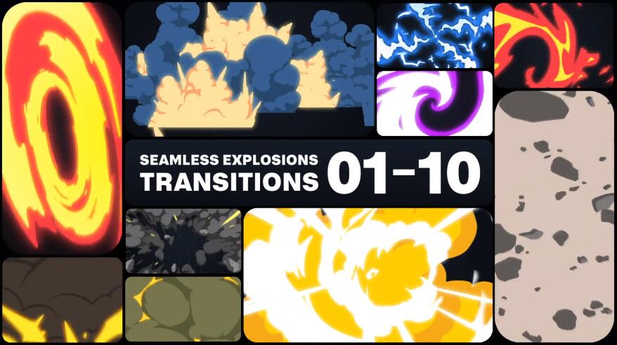 Premiere Pro 超级炫酷爆炸特效视频剪辑PR转场素材下载