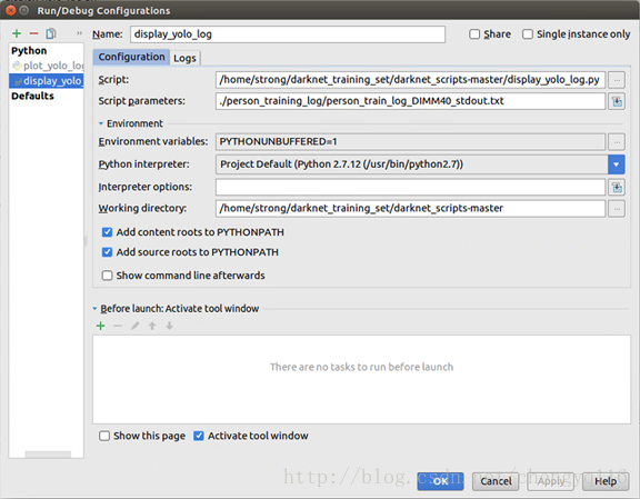 PyCharm - Script parameters (脚本参数)